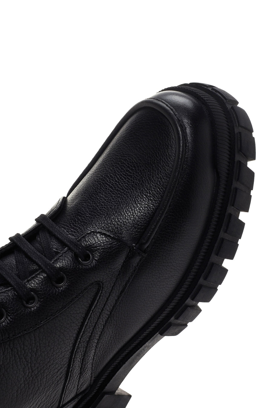 Men's Black Zippered Leather Combat Boots