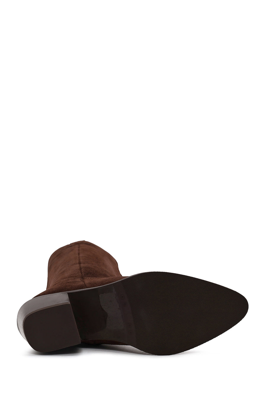Woman Brown Chunky Heeled Suede Leather Cowboy Boots