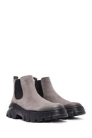 Men's Gray Nubuck Leather Chelsea Boots | Derimod