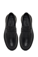 Men's Black Thick-Soled Leather Loafer | Derimod