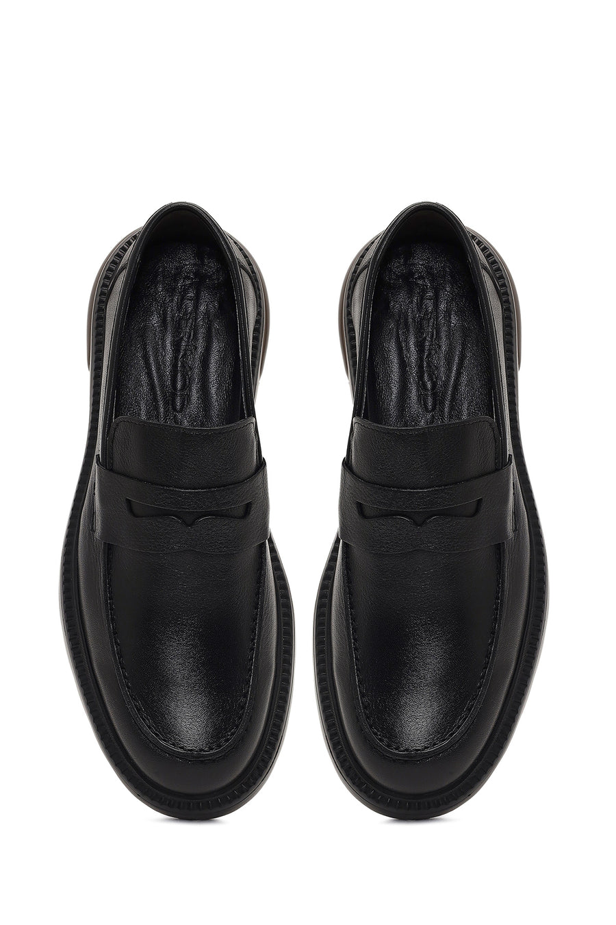 Men's Black Thick-Soled Leather Loafer