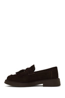 Woman Brown Thick-Soled Tassel Suede Loafer | Derimod