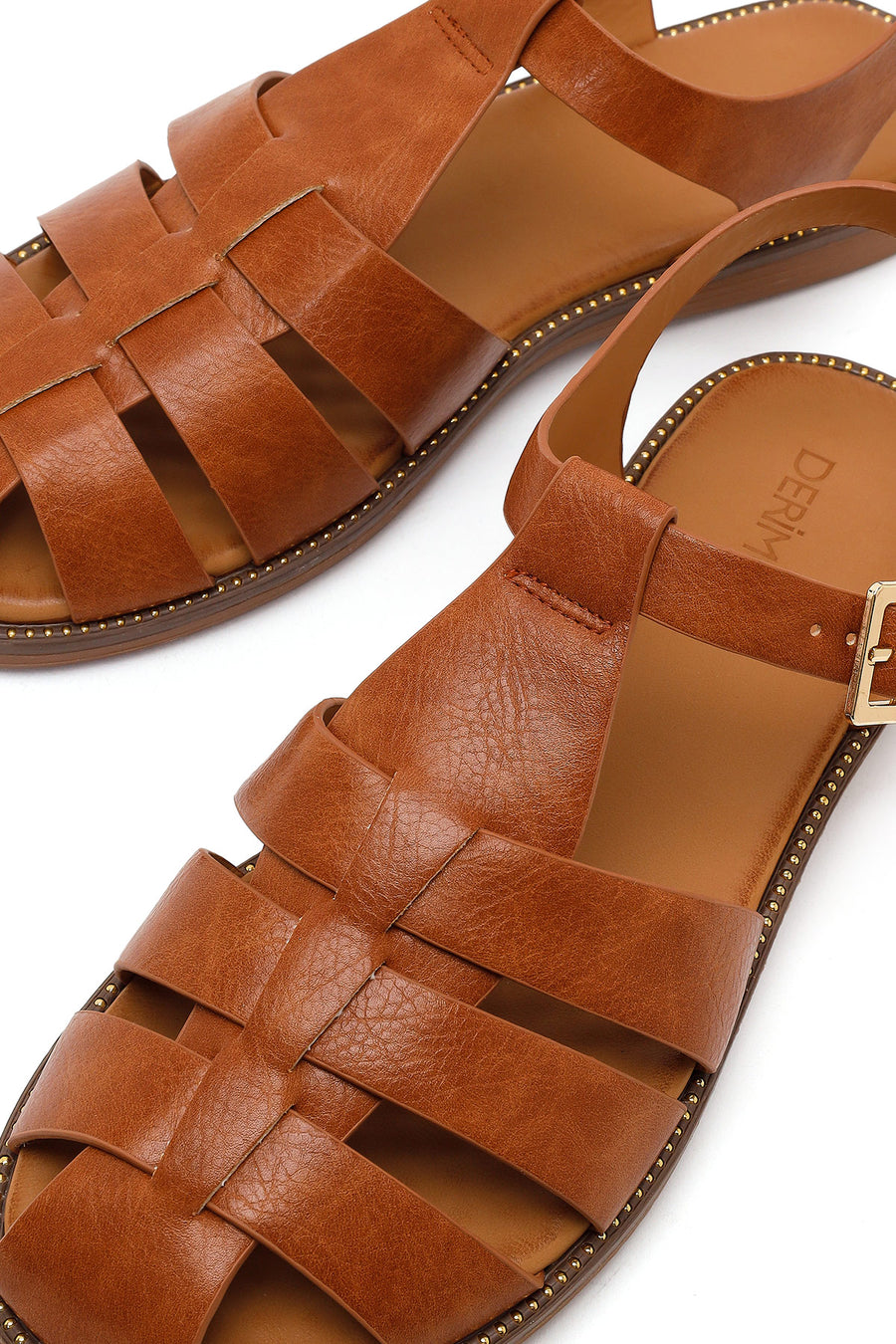 Women's Tan Ankle Buckle Sandals