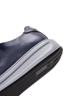 Men's Navy Blue Leather Thick Soled Sneaker | Derimod