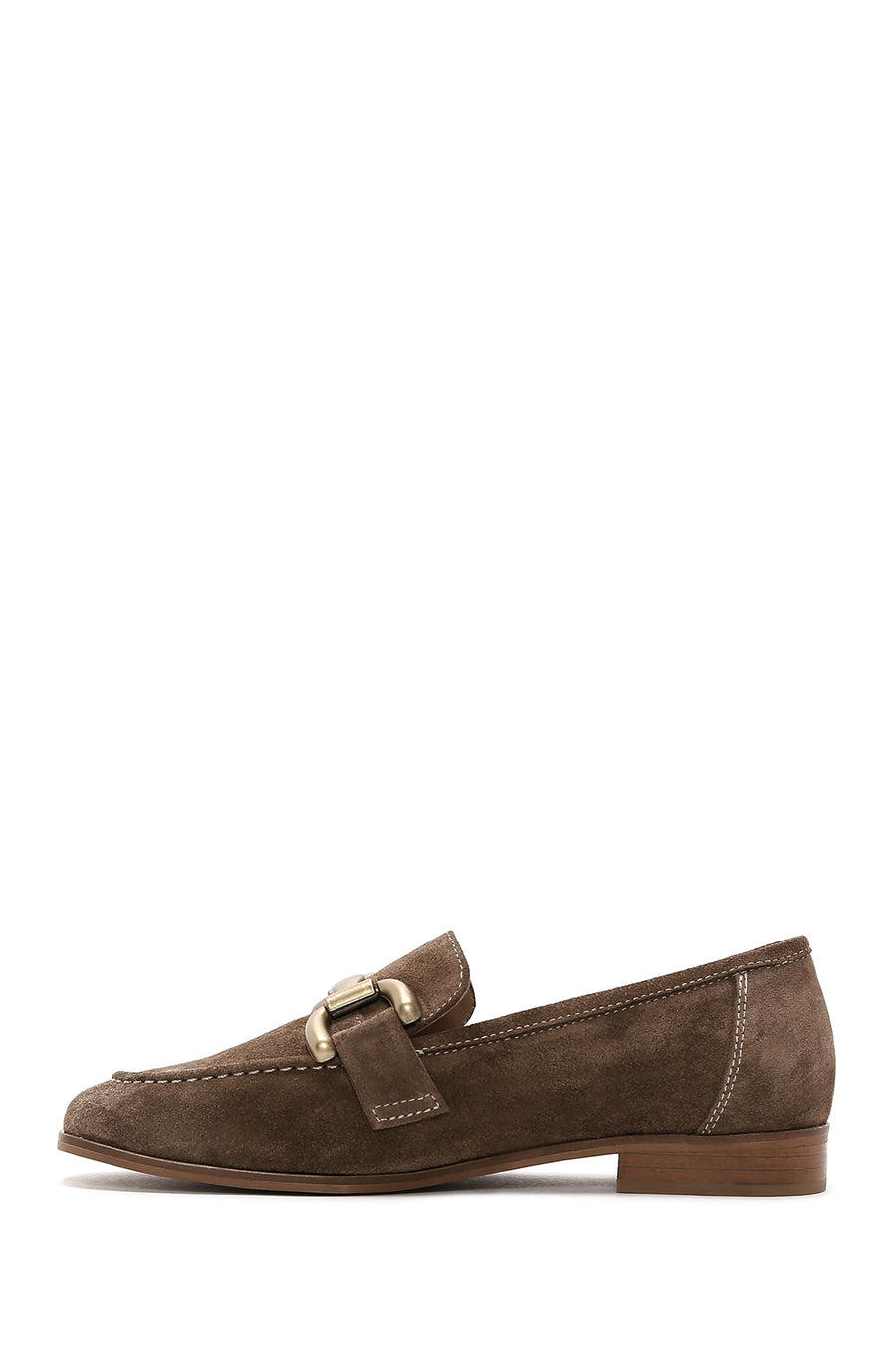 Women's Brown Suede Leather Buckle Loafer