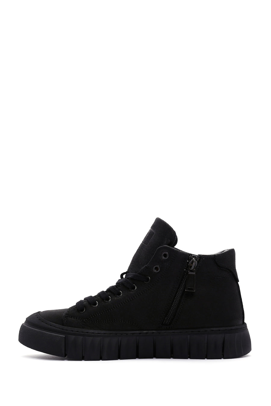 Men's Black Leather Zippered Casual Nubuck Leather Boots