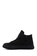 Men's Black Leather Zippered Casual Nubuck Leather Boots | Derimod