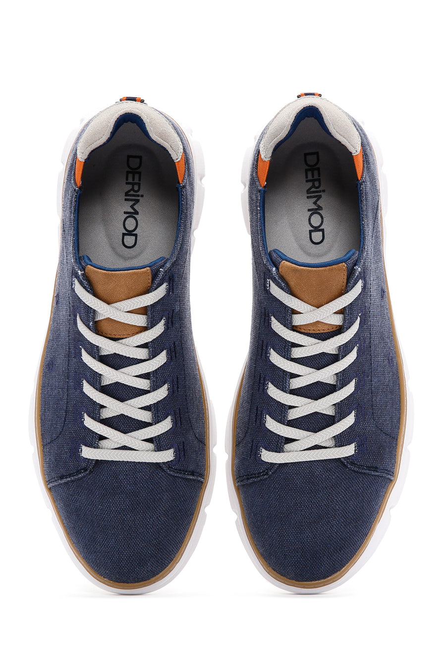 Men's Navy Blue Lace-Up Thick Sole Fabric Sneaker