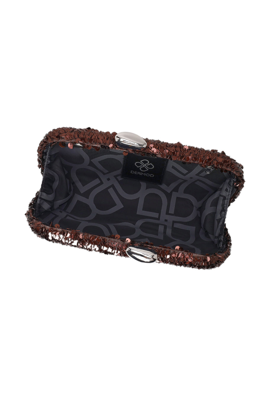 Woman Bronze Sequin Mini Box Evening Bag with Chain Strap