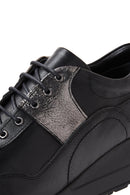 Women's Black Leather Thick Soled Sneaker | Derimod