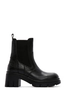 Women's Black Leather Heeled Chelsea Boots | Derimod