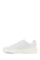 Men's White Lace-up Thick-Sole Leather Sneaker | Derimod