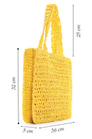 Women's Yellow Straw Knitted Shoulder Bag | Derimod