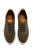 Men's Khaki Suede Leather Thick Soled Sneaker | Derimod