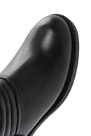 Women's Black Zippered Thick Heeled Leather Boots | Derimod