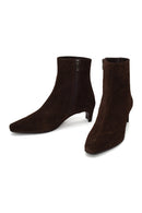 Woman Brown Zip Closure Chunky-Heeled Suede Leather Boots | Derimod