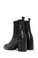 Women's Black Thick Heeled Leather Chelsea Boots | Derimod