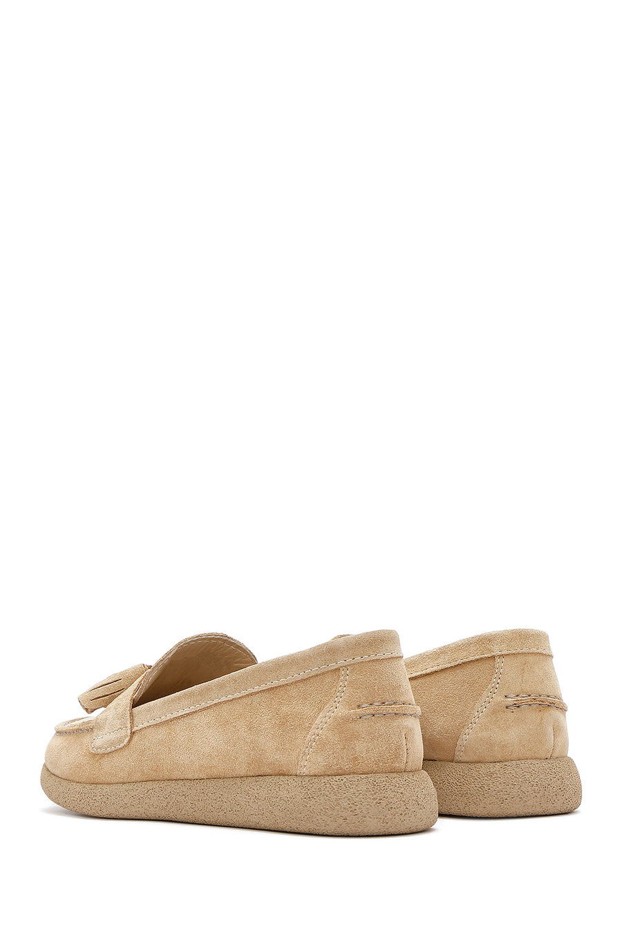 Women's Beige Suede Leather Comfort Loafer