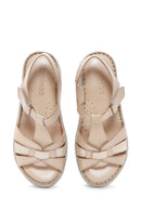Women's Beige Strapped Thick-Soled Leather Comfort Sandals | Derimod