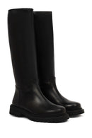 Women's Black Thick Soled Leather Boots | Derimod