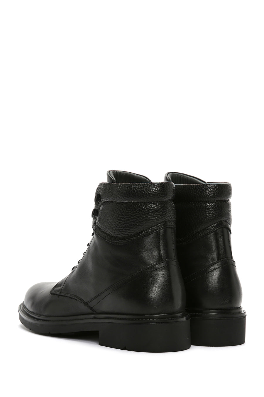 Men's Black Lace-Up Leather Boots