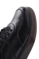 Men's Black Leather Thick Soled Sneaker | Derimod