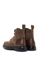 Men's Mink Zipper Lace-Up Suede Leather Casual Boots | Derimod