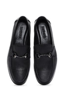 Men's Black Leather Buckle Classic Loafer | Derimod