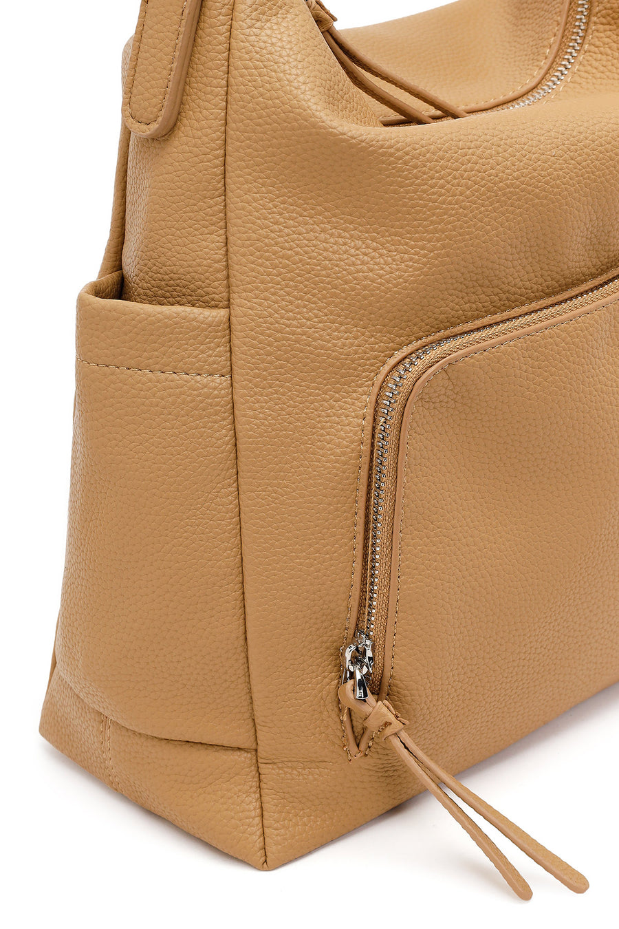 Woman Beige Long-Strap Shoulder Bag