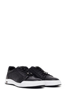 Male Black Lace-Up Thick-Soled Leather Sneaker | Derimod