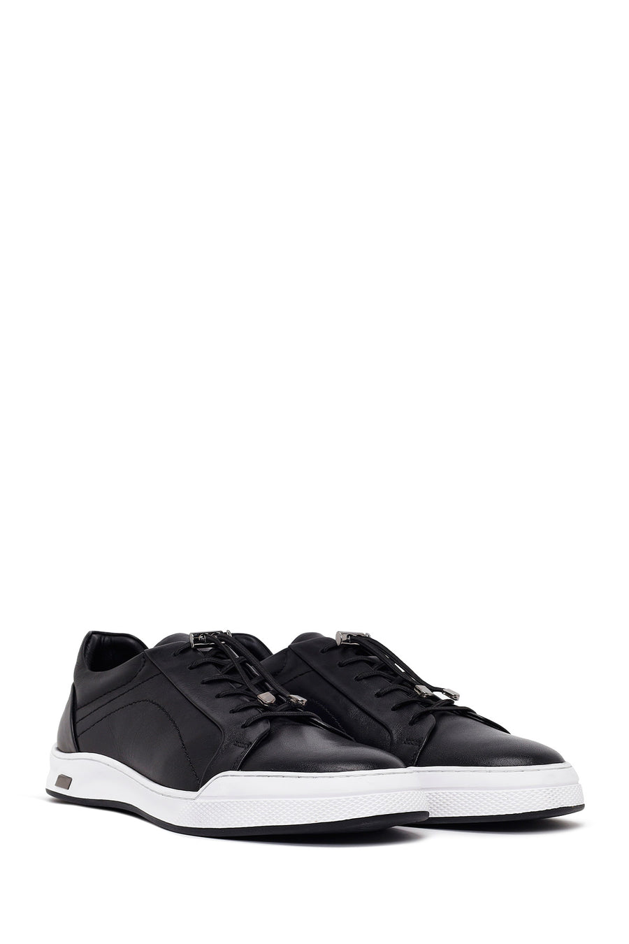 Male Black Lace-Up Leather Sneaker