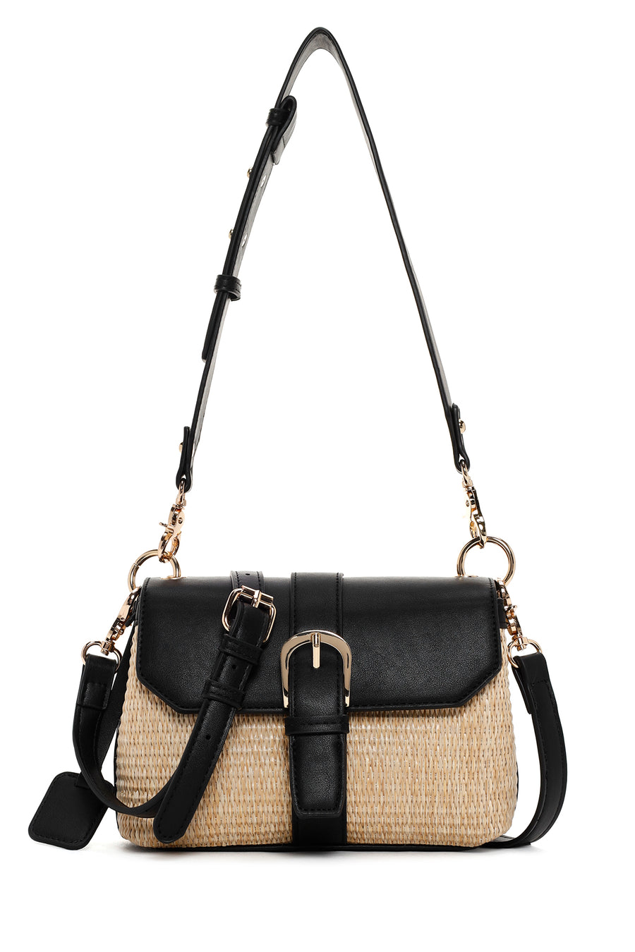 Women's Black Long Strap Straw Shoulder Bag 25SBD2716M7 | Derimod