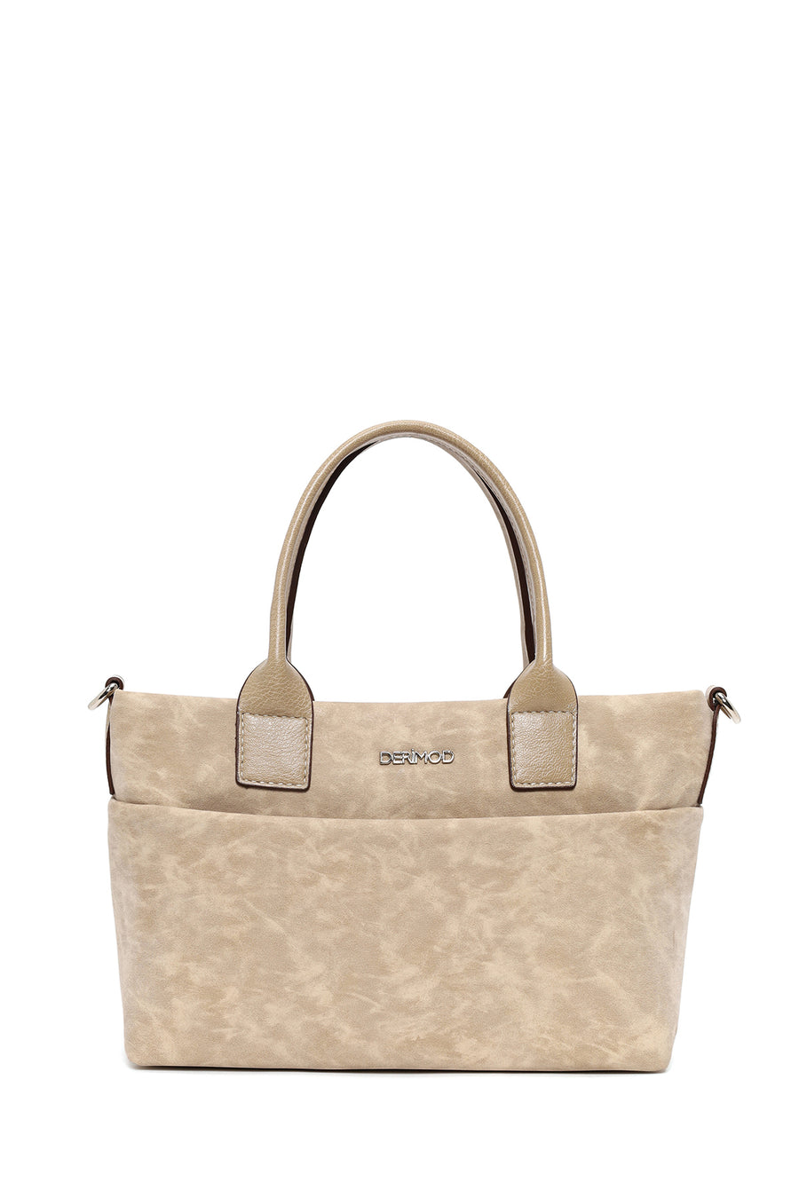 Woman Cream Long-Strap Nubuck Shoulder Bag