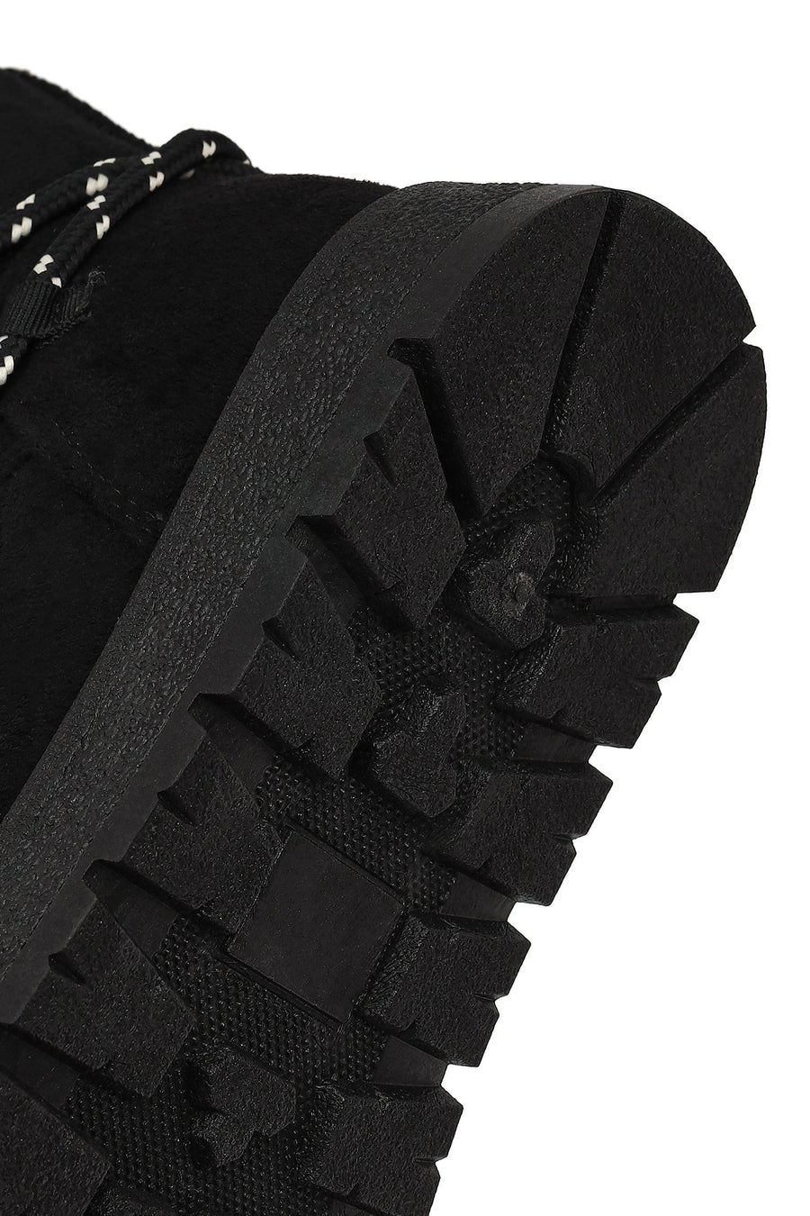 Woman Black Lace-Up Thick-Sole Suede Teddy Boots