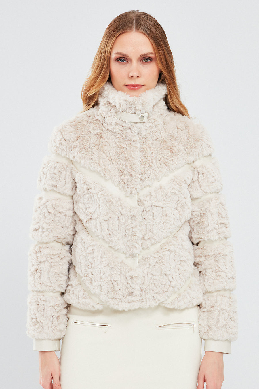 Melrose Women's White Teddy Leather Jacket