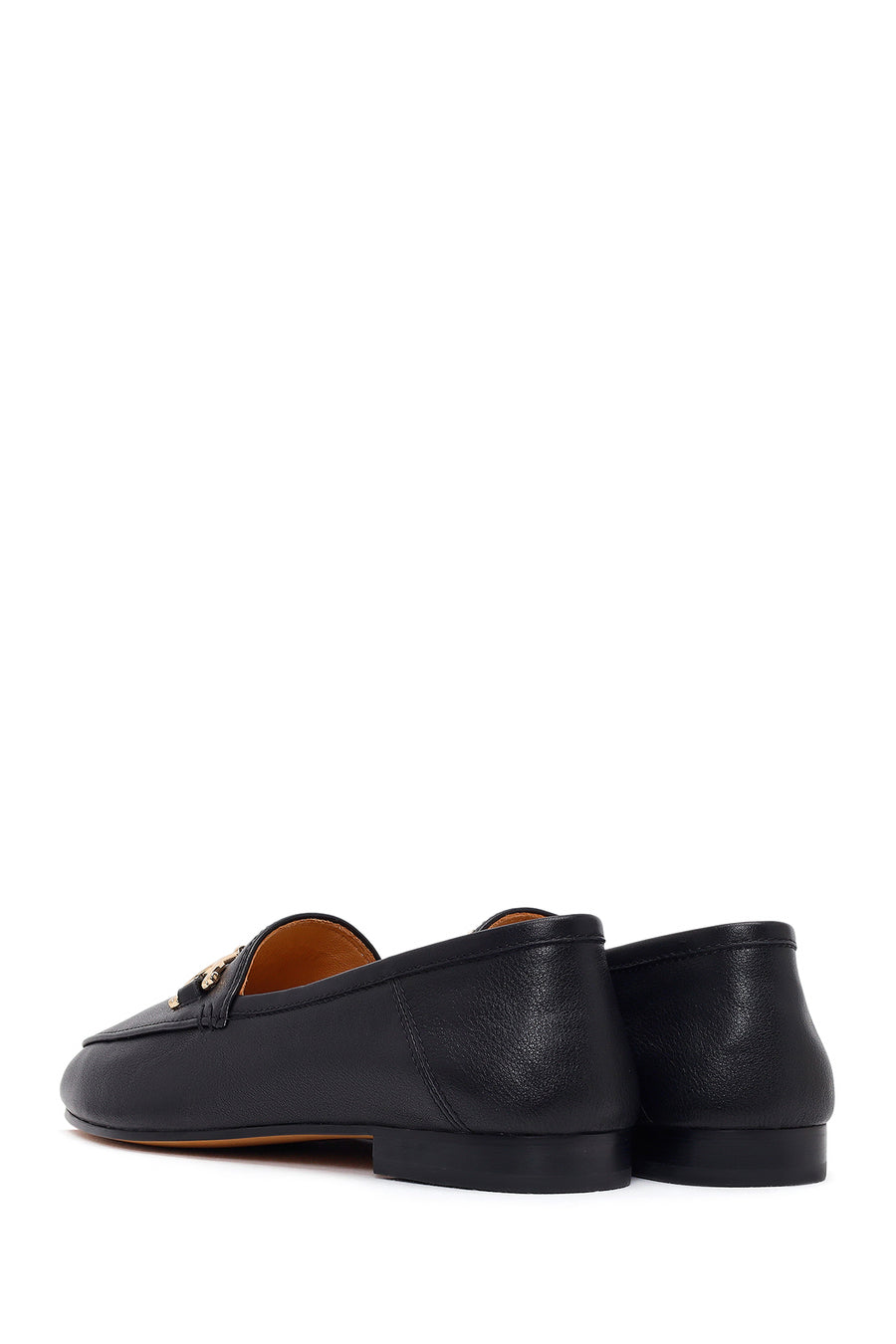 Women's Black Buckle Leather Loafer