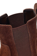 Woman Brown Thick-Soled Suede Chelsea Boots | Derimod