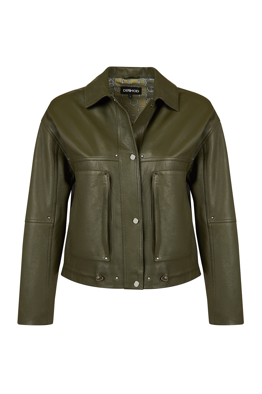 Madlen Woman Green Oversize Leather Jacket