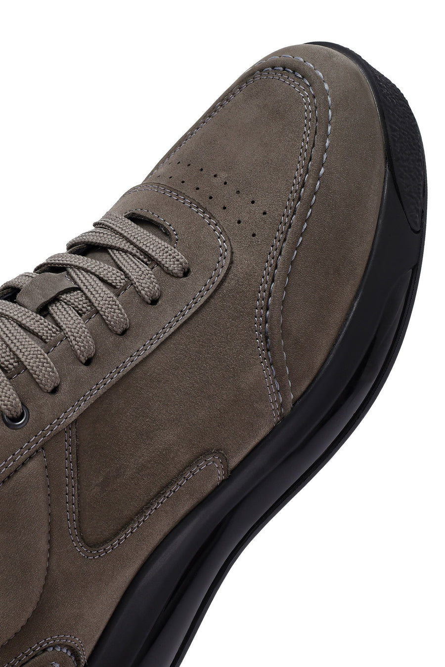 Male Gray Lace-up Nubuck Leather Sneaker