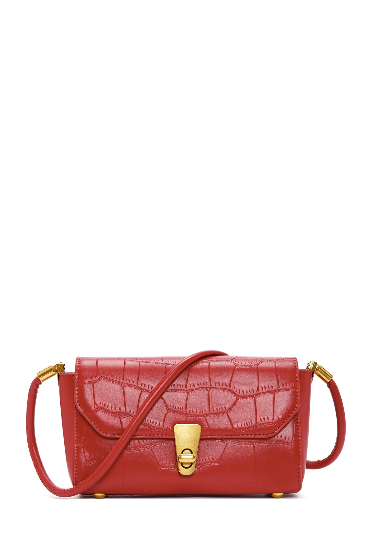 Women's Red Crocodile Patterned Shoulder Bag 24SBD2836E3 | Derimod