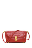 Women's Red Crocodile Patterned Shoulder Bag | Derimod