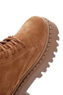 Women's Tan Thick Soled Zippered Suede Leather Boots | Derimod