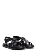 Women's Black Ankle Strap Leather Comfort Sandals | Derimod