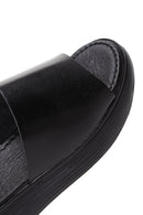 Women's Black Thick Soled Leather Slippers | Derimod