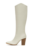 Women's Beige Heeled Leather Boots | Derimod