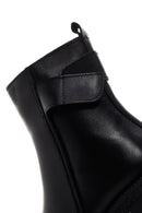 Women's Black Short Thick Heeled Zippered Leather Classic Boots | Derimod