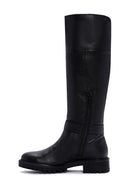 Geox Women's Black Zippered Leather Boots | Derimod