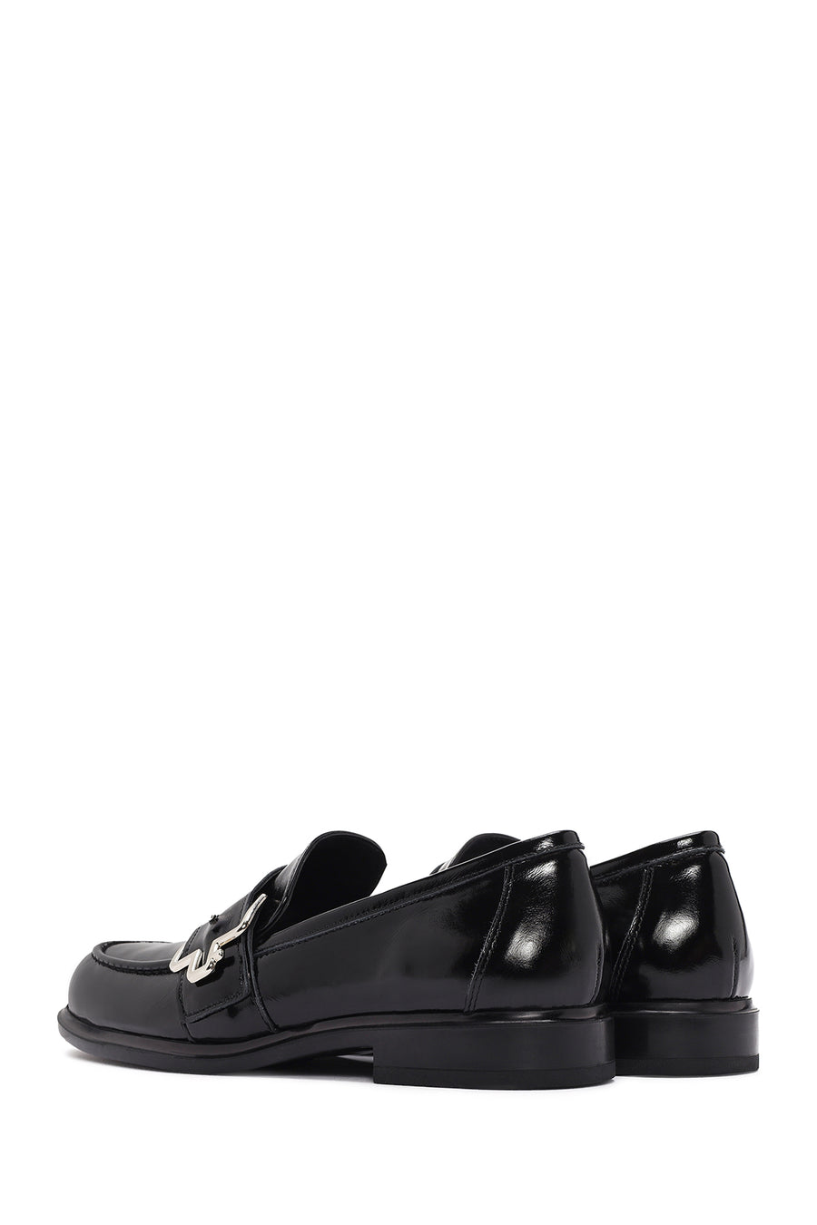 Women's Black Patent Leather Masculine Loafer