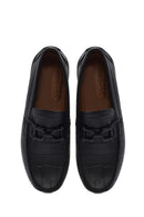 Men's Black Buckled Leather Loafer | Derimod
