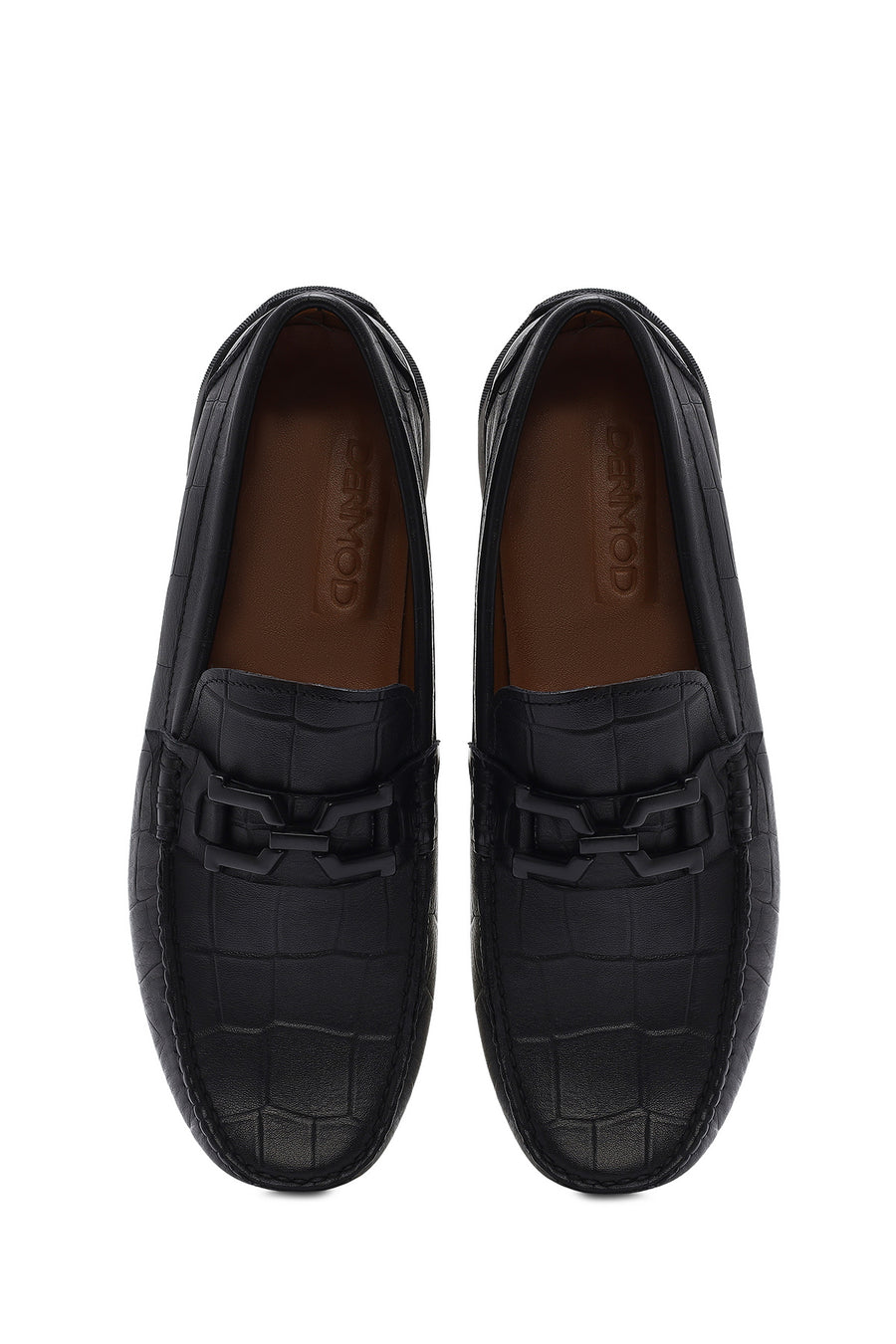 Men's Black Buckled Leather Loafer